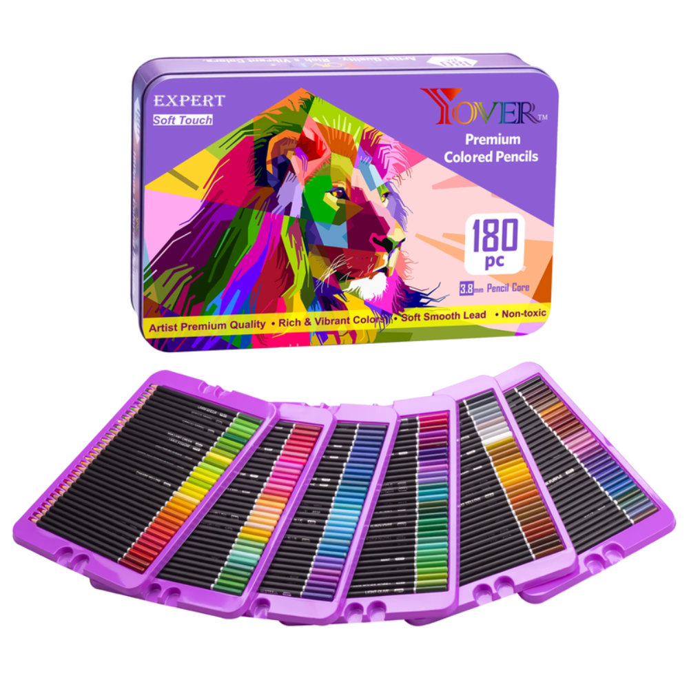 色鉛筆 180色 缶ケース ライオンデザイン 正面