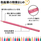 色鉛筆 50色 マカロンカラー 耐光性マーク カラー名 番号 刻印