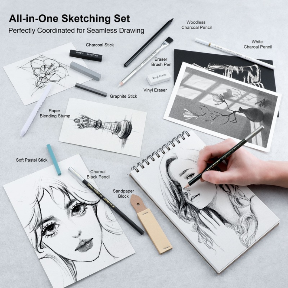 スケッチ鉛筆 108点セット デッサン使用イメージ 人物画